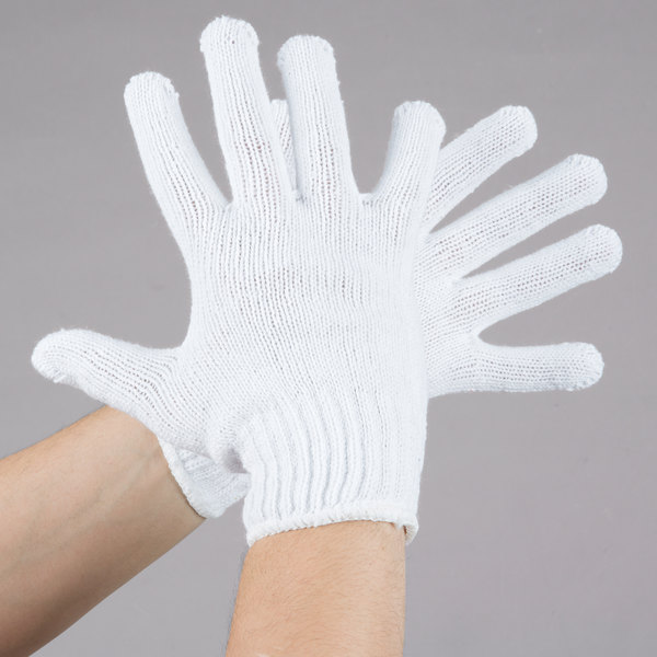 White Polyester / Cotton Gloves: 12 pack
