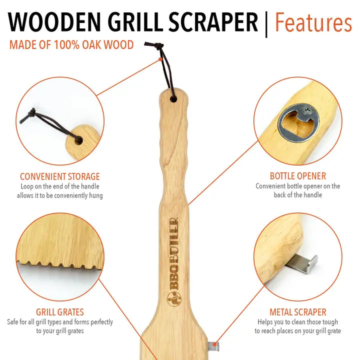 Wooden BBQ Grill/Grate Scraper