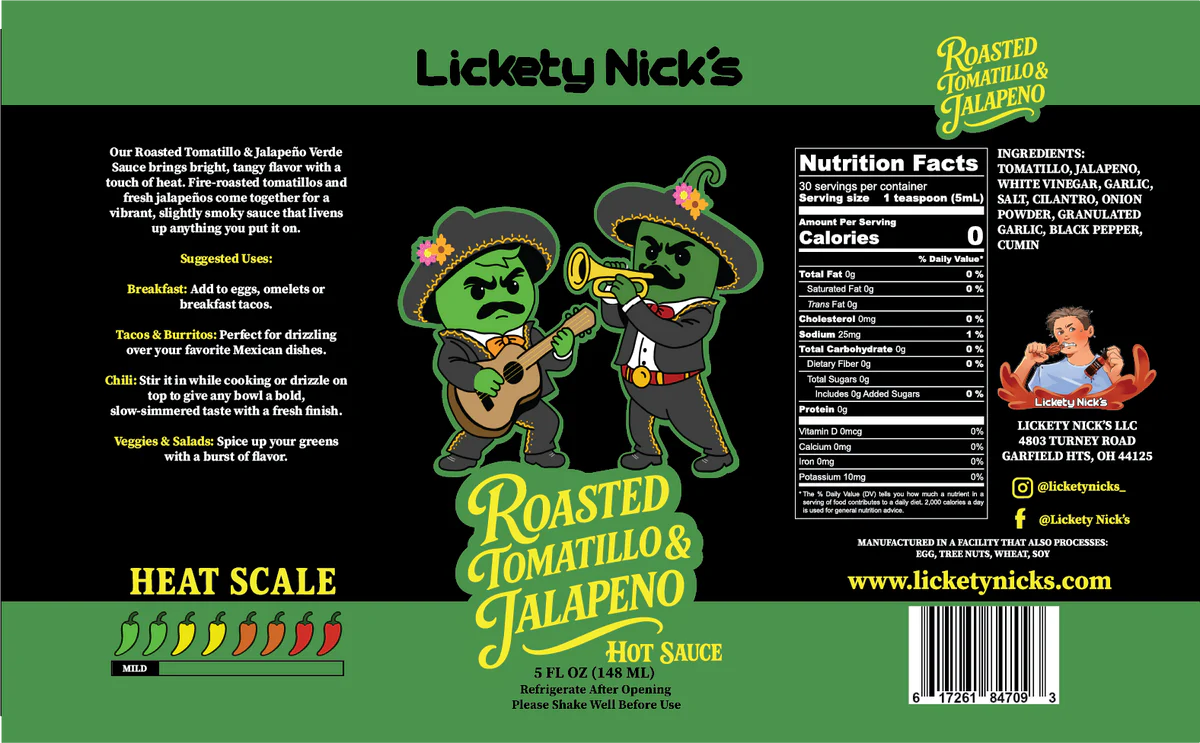 Lickety Nick's Roasted Tomatillo & Jalapeño Verde Hot Sauce