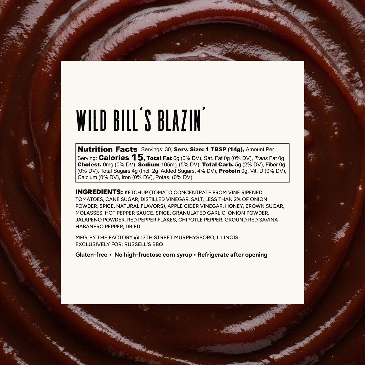 Russell's DAM GOOD BBQ Wild Bill's Blazin' Sauce
