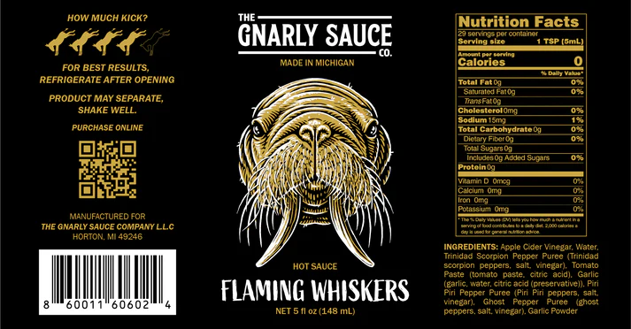 The Gnarly Sauce Company Flaming Whiskers Hot Sauce