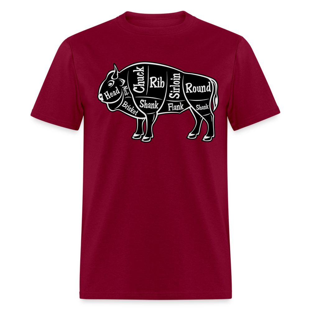 Bison Butcher Cut Unisex Classic T-Shirt - burgundy