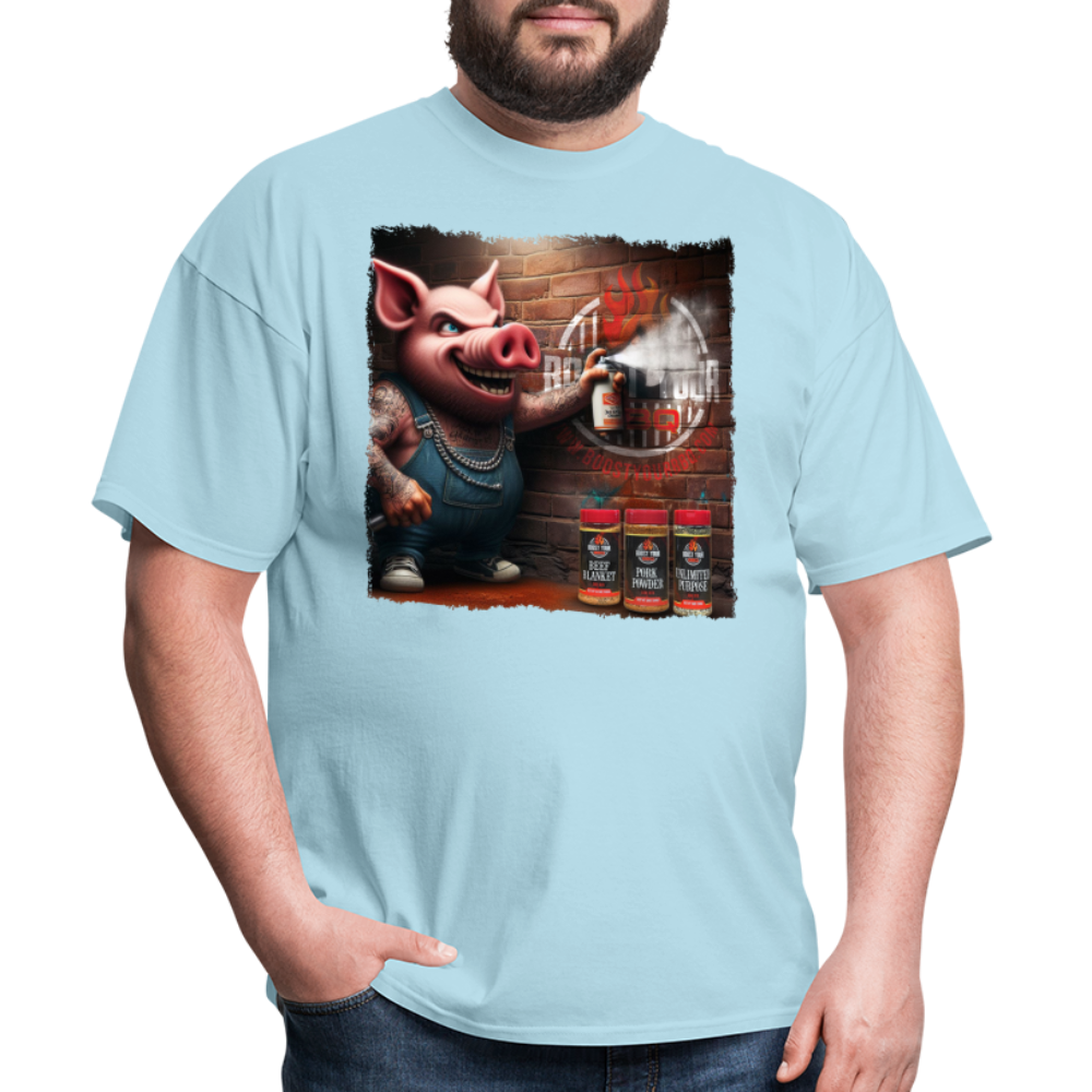 Graffiti Pig T-Shirt - powder blue