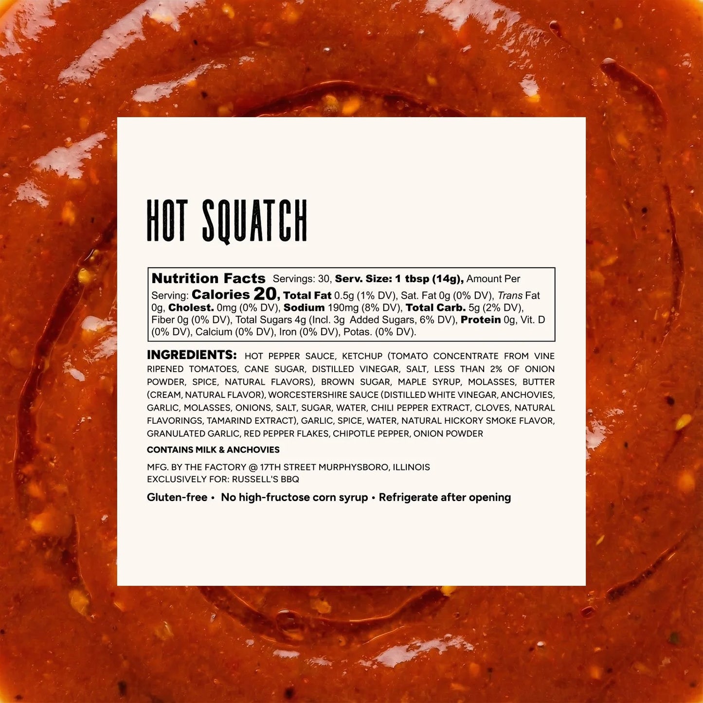 Russell's DAM GOOD BBQ Hot Squatch Wing Sauce