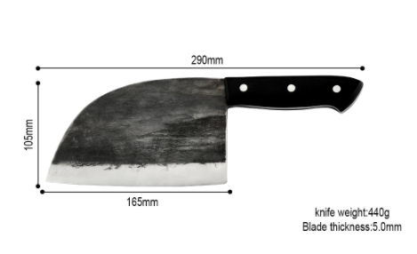 Hand Forged Steel Butcher Knife w/Fabric Cover