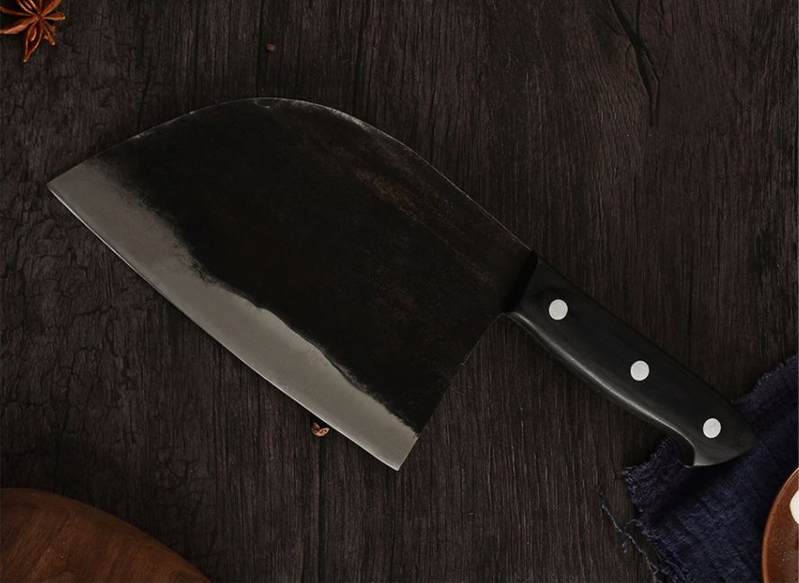 Hand Forged Steel Butcher Knife w/Fabric Cover
