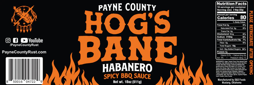 Payne County Hog's Bane Habanero BBQ Sauce