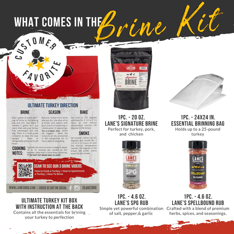 Lane's Ultimate Turkey Brine Kit with Bag (Brine + Rubs + Brine Bag)