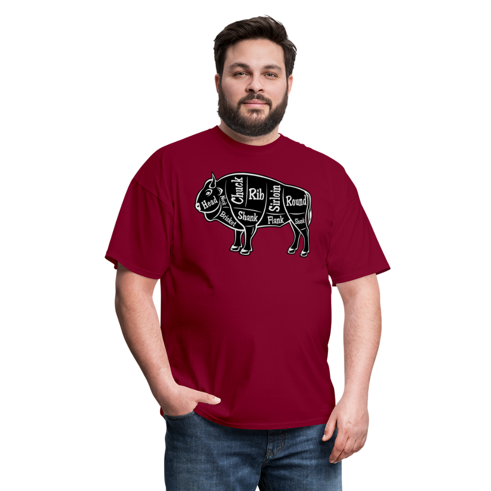 Bison Butcher Cut Unisex Classic T-Shirt - burgundy