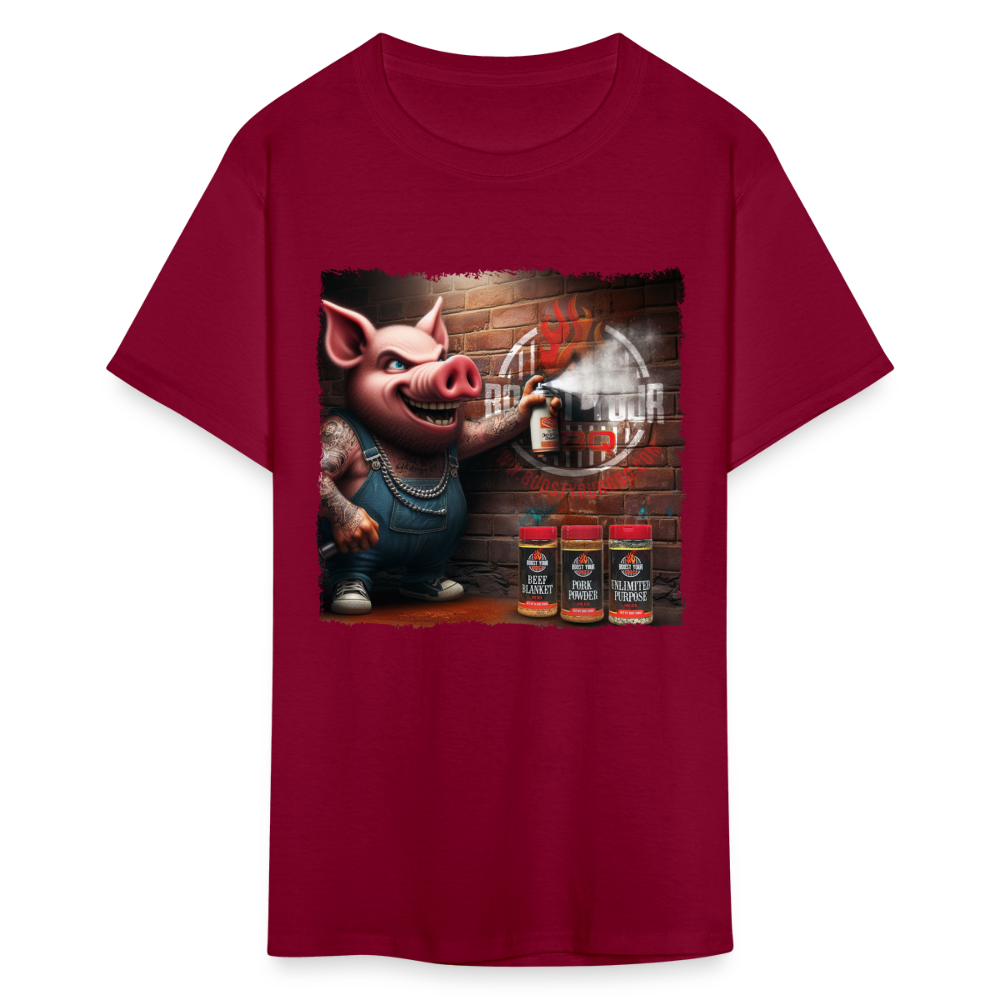 Graffiti Pig T-Shirt - burgundy