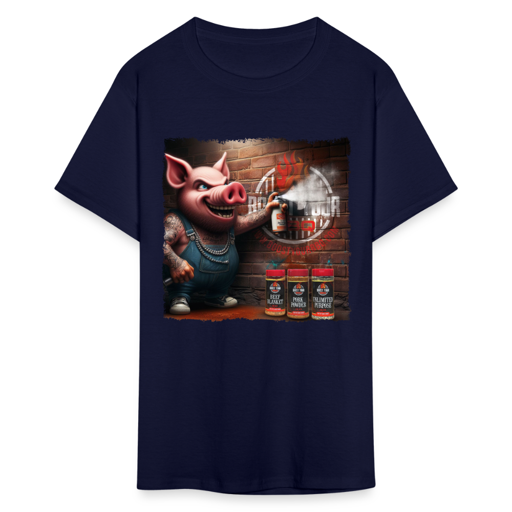 Graffiti Pig T-Shirt - navy
