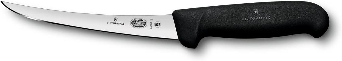 Victorinox Curved Semi-Stiff Boning Knife w/ 6" Blade, Black Fibrox® Nylon Handle