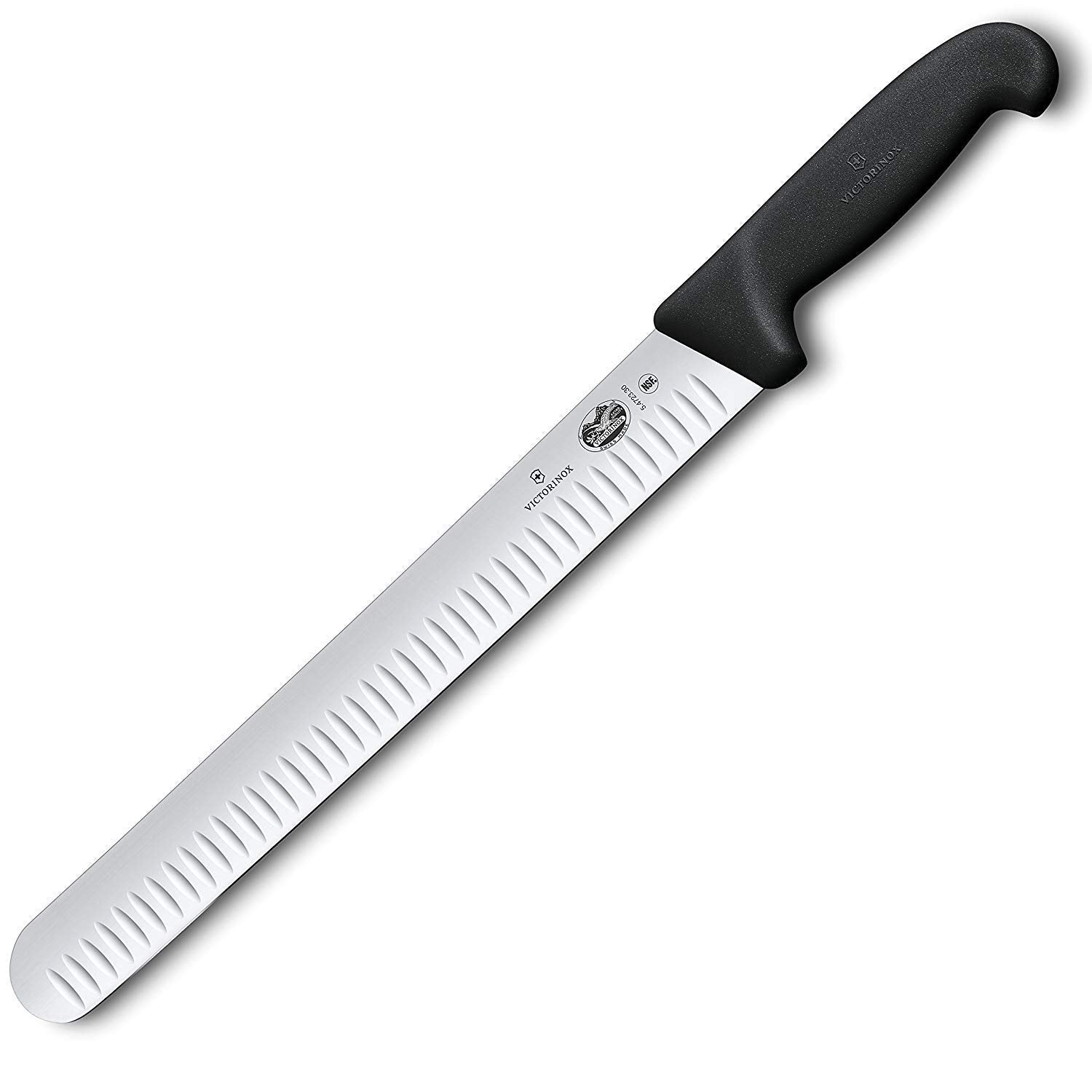Victorinox Granton Edge Slicer Knife w/ 12" Blade, Black Fibrox® Nylon Handle