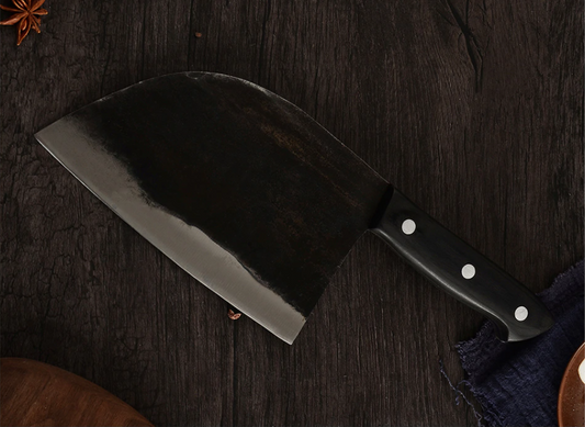 Hand Forged Steel Butcher Knife w/Fabric Cover